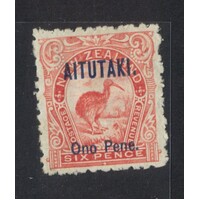 Aitutaki: 1903 OPT ON 6d KIWI Single Stamp SG 6 MLH #BR416