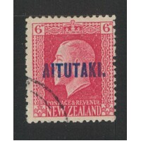 Aitutaki: 1917-1918 KGV 6d p14x14½ Single Stamp SG 17a FU #BR416