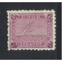 Cook Islands: 1902 WMK NZ/Star 6d Torea p11 Single Stamp SG 34 MH #BR416