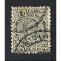 Cook Islands: 1902 5d Queen Single Stamp SG 33 (Tone Spot) USED #BR416