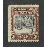 Cook Islands: 1945 MULT WMK 2/- Village Single Stamp SG 144 MLH #BR416