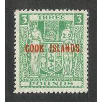 Cook Islands: 1953 Arms £3 WMK Inverted Single Stamp SG 135w MUH #BR420