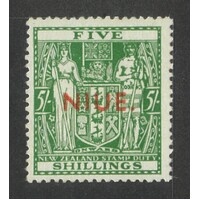 Niue: 1941 Arms 5/- Single WMK Single Stamp SG 80 MLH #BR420