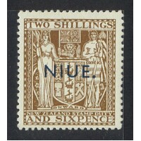 Niue: 1941 Arms 2/6 Single WMK Single Stamp SG 79 MLH #BR420