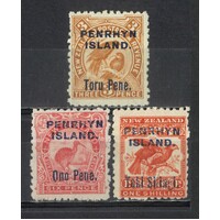Penrhyn Islands: 1903 OPT ON Birds Set/3 Stamps SG 14/16a MH #BR420