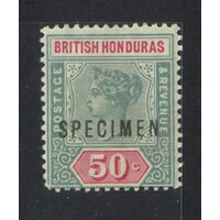 British Honduras: 1891-1901 QV 50c OPT Specimen Single Stamp SG 62s MLH #BR423