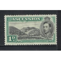 Ascension: 1938 KGVI/Mountain 1d Black And Green Single Stamp SG 39 MLH #BR425
