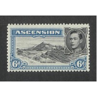 Ascension: 1944 KGVI/Mountains 6d P13 Single Stamp SG 43b MLH #BR425