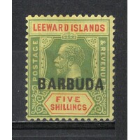 Barbuda: 1922 KGV 5/- Single Stamp SG 11 MLH #BR426