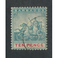 Barbados: 1892 WMK CA Seal 10d Single Stamp SG 113 FU #BR426