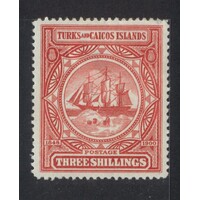 Turks & Caicos Islands: 1900 3/- Badge Single Stamp SG 109 MH #BR428