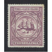 Turks & Caicos Islands: 1900 2/- Badge Single Stamp SG 108 MH #BR428