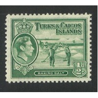 Turks & Caicos Islands: 1938 KGVI ½d Single Stamp SG 195 MLH #BR428