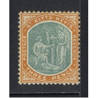 St Kitts-Nevis: 1903 Crown CA WMK 3d Single Stamp SG 5 MH #BR429