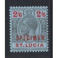 St Lucia: 1912-1921 KGV 2/6 MULT Crown CA WMK OPT Specimen Single Stamp SG 87s MLH #BR429