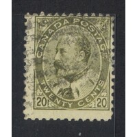 Canada: 1903 KEVII 20c Deep Olive-Green Single Stamp SG 186 Off Centre USED #BR432