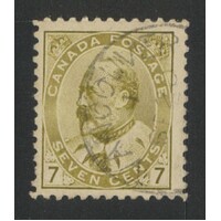 Canada: 1903 KEVII 7c Greenish Bistre Single Stamp SG 181 FU #BR432