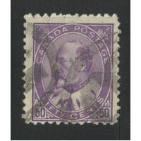 Canada: 1908 KEVII 50c Deep Violet Single Stamp SG 187 Good USED #BR432