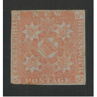 New Brunswick: Blued Paper 3d Dull Red SG 2 Cut Close And Small Fault MH #BR432