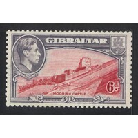 Gibraltar: 1942 KGVI/Castle 6d Carmine And Grey-Violet P13 Single Stamp SG 126b MLH #BR435