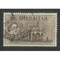 Gibraltar: 1953 QE/Government House 5/- Single Stamp SG 156 FU #BR435
