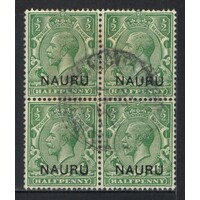 Nauru: 1916 KGV ½d SG 1 In Block/4 Stamps FU #BR439