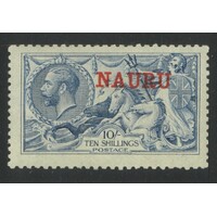 Nauru: 1916 Seahorses DE LA RUE PTG 10/- Pale Blue, Yellowish Gum SG 23 MUH #BR439