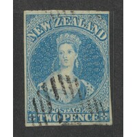 New Zealand: 1857 Chalon 2d Pale Blue SG 9 FU #BR440