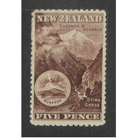 New Zealand: 1898 OTIRA GORGE 5d Purple-Brown Single Stamp SG 253a MLH #BR440