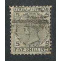 New Zealand: 1878 1st Sideface 5/- Grey Single Stamp SG 186 USED #BR440
