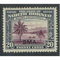 North Borneo: 1945 "BMA" ON 20c River Single Stamp SG 329 MLH #BR441