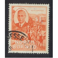 North Borneo: 1950 KGVI/Horsemen $1 Single Stamp SG 367 FU #BR441