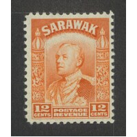 Sarawak: 1941 Brooke 12c Orange Single Stamp SG 114a MUH #BR444