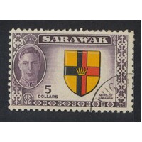 Sarawak: 1950 KGVI/Arms $5 Single Stamp SG 185 FU #BR444