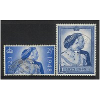 Great Britain: 1948 Silver Wedding Set/2 Stamps SG 493/94 FU #BR449