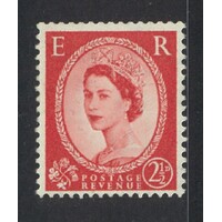Great Britain: 1954 QE Tudor WMK 2½d DIE I "WMK Sideways" Single Stamp SG 519a MUH #BR449