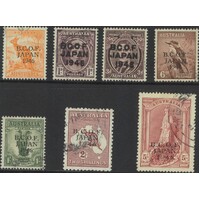 Australia: B.C.O.F. 1946-1947 Overprint Set/7 Stamps TO 5/- (Thick Paper) SG J1/7 FU #CD3