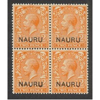 Nauru: 1916 KGV 2d DIE I Block/4 SG 4b Fine MUH #CD20