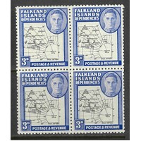 Falkland Islands Dependencies: 1946 Thick Map 3d "Teardrop" Variety In Block/4 Stamps SG G4/4e MUH #CD29