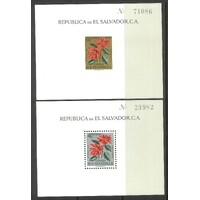 El Salvador: 1960 Poinsettia 40c Postage and 60c Airmail Mini Sheet Scott 718, C192 MUH #CD32