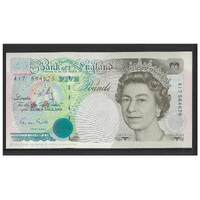 Great Britain 1990 £5 Banknote Gill Signature Queen Elizabeth II Portrait UNC