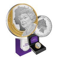 Niue 2022 $1 Queen Elizabeth II Tribute Gold Plated 1oz Silver Proof Coin