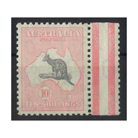 Kangaroo CofA WMK 10/- Stamp Grey & Pink SG136 Gutter Margin at Right W/ Variety BW50A MUH