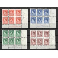 New Guinea 1937 Coronation Set of 4 Stamps in Ash Imprint Block of 6 SG208/11 CTO 8-26