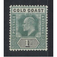 Gold Coast: 1902 KEVII 1/- Green and Black Single Stamp SG 44 MLH #BR346