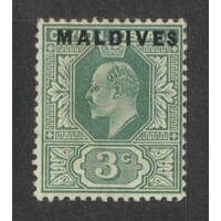 Maldives: 1906 OPT. ON KEVII 3c Single Stamp SG 2 MLH #BR367