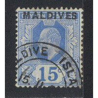 Maldives: 1906 OPT ON KEVII 15c Blue Single Stamp SG 5 FU #BR367