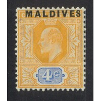Maldives: 1906 OPT. ON KEVII 4c Single Stamp SG 3 MLH #BR367