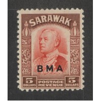Sarawak: 1945 BMA OPT. ON $5 Single Stamp SG 144 MLH #BR367