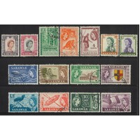 Sarawak: 1955-1959 QE Pictorial Set/15 Stamps TO $5 SG 188/202 FU #BR367